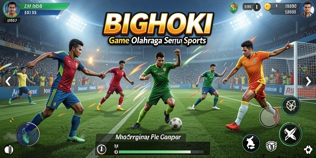 Tampilan gameplay BIGHOKI dengan aksi seru olahraga.