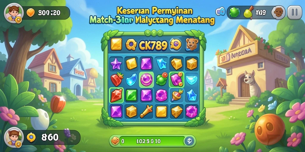 Screenshot gameplay CK789 yang menampilkan serunya permainan Match-3.