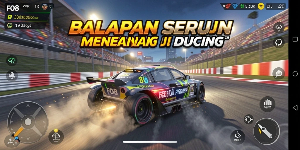Tampilan gameplay balapan yang mendebarkan dan berkualitas tinggi.