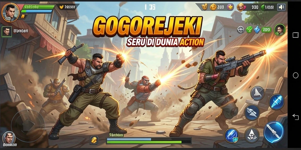 Screenshot menunjukkan karakter dalam pertempuran seru di GOGOREJEKI.