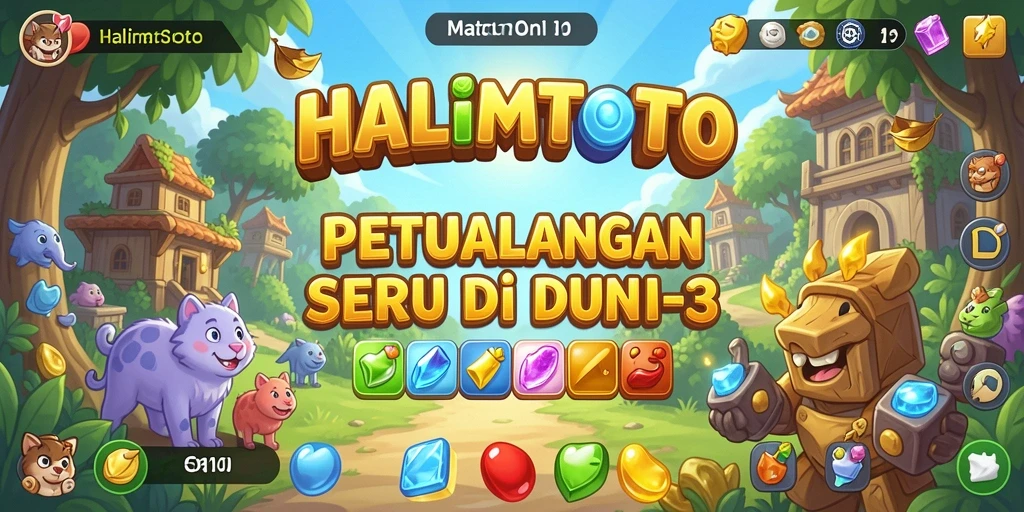 Tampilan gameplay seru dari HALIMTOTO dengan elemen Match-3 yang menarik.