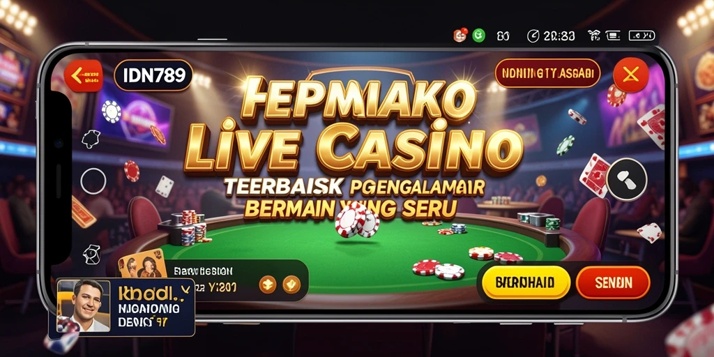 Screenshot IDN789 menampilkan dealer live dan permainan seru di kasino.