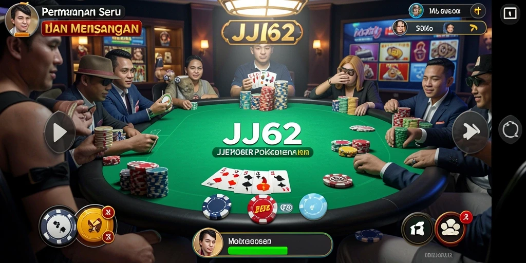 Gameplay poker seru di JJ62 dengan pemain aktif.