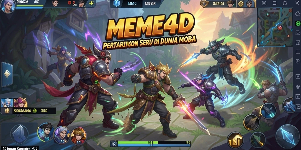 Screenshot gameplay MOBA yang menegangkan di MEME4D.